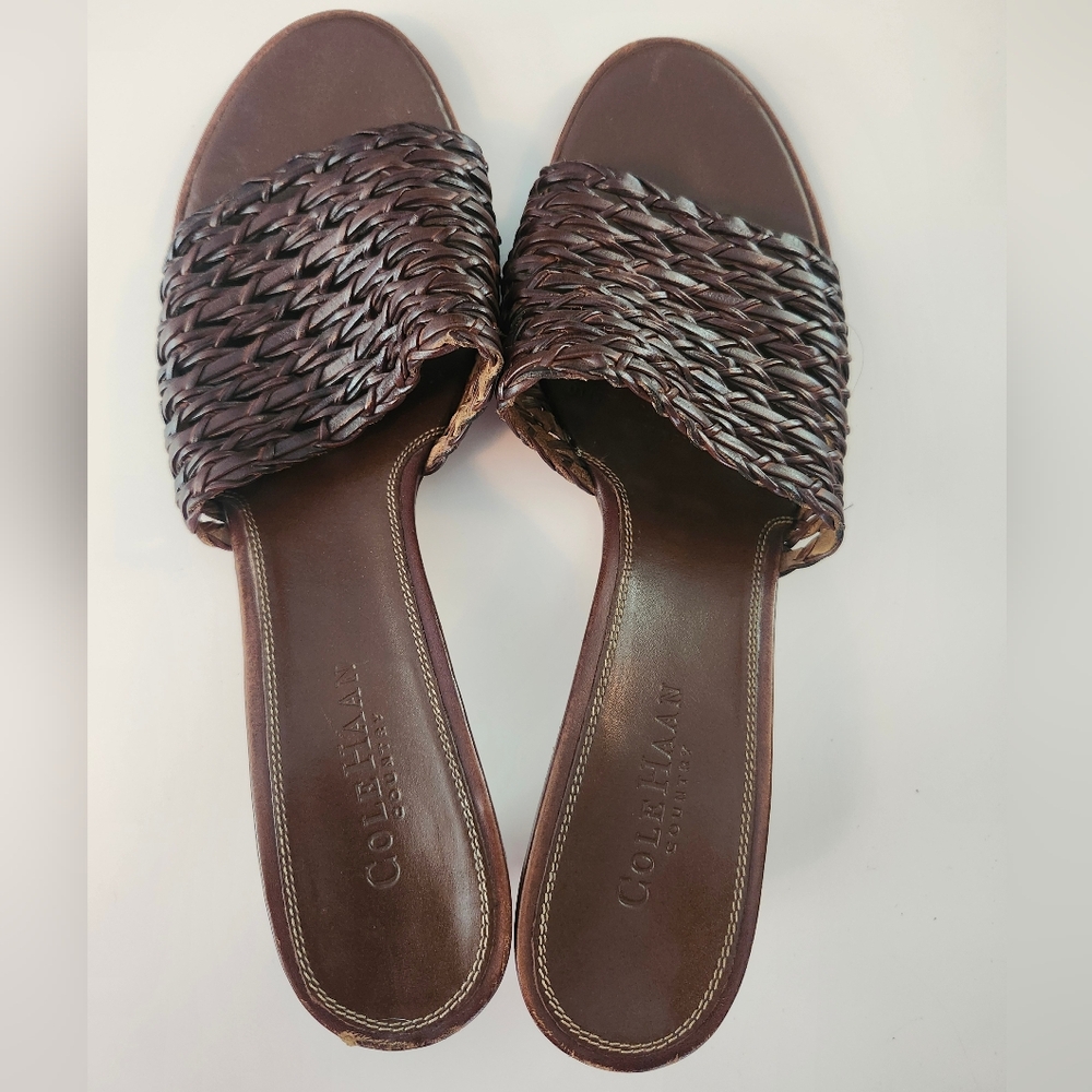Cole Haan Country Women's Sz 9 Brown Leather Mule Slip On 2.25" Heels - Picture 4 of 7
